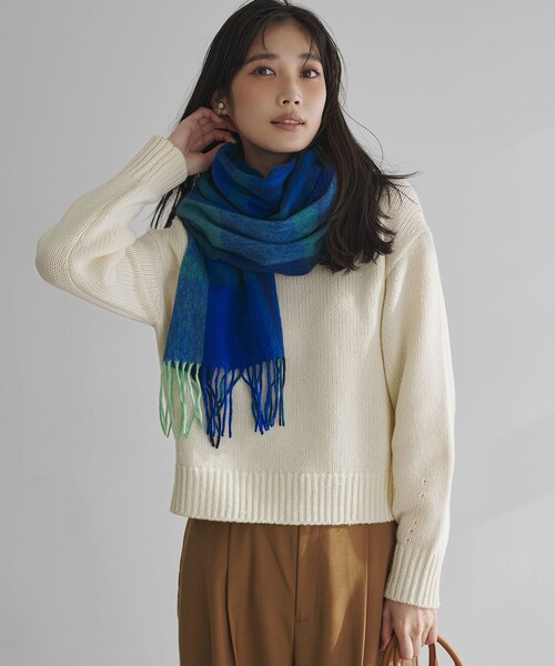 23区 S（ニジュウサンクチイサイサイズ）の「ウールカシミヤ パフスリーブ ニット（ニット/セーター・レディース・アイボリー系/スカイブルー系/ライトイエロー系/ピンク系/ライトグレー系/スモーキーグリーン系・32）」の2枚目の写真