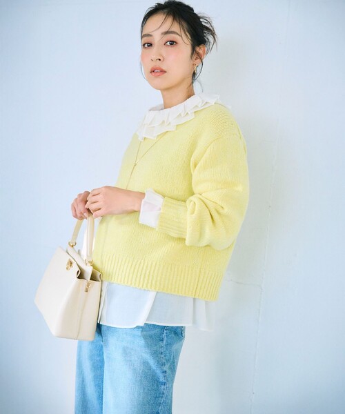 23区 S（ニジュウサンクチイサイサイズ）の「ウールカシミヤ パフスリーブ ニット（ニット/セーター・レディース・アイボリー系/スカイブルー系/ライトイエロー系/ピンク系/ライトグレー系/スモーキーグリーン系・32）」の22枚目の写真