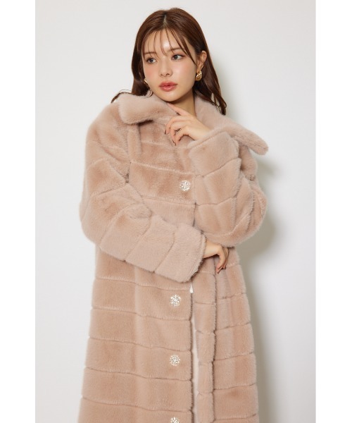 セール】ニュアンスラインフェイクファーコート 秋服 冬服（ムートン