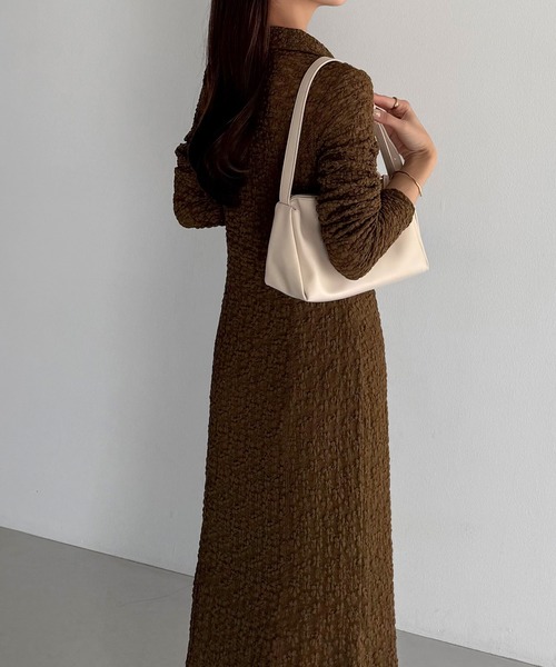 カットレース長袖ポロワンピース(ペチワンピースセット)(ワンピース)|callautia(カラウティア)