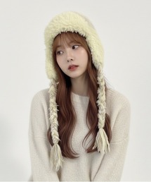 HIKA（ヒカ）の「【HIKA】耳あて付きボーダーニットCAP（ニットキャップ/ビーニー）」