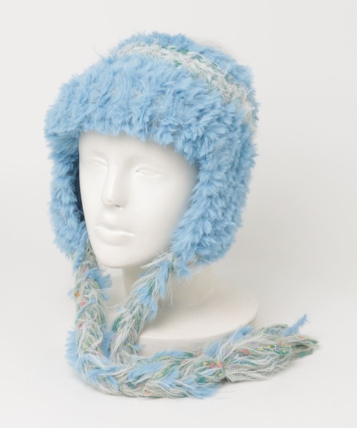HIKA（ヒカ）の「【HIKA】耳あて付きボーダーニットCAP（ニットキャップ/ビーニー・レディース・イエロー/ホワイト/ブルー/ブラウン系その他/ブラック・FREE）」の11枚目の写真