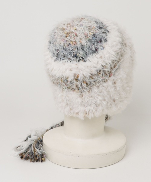 HIKA（ヒカ）の「【HIKA】耳あて付きボーダーニットCAP（ニットキャップ/ビーニー・レディース・イエロー/ホワイト/ブルー/ブラウン系その他/ブラック・FREE）」の12枚目の写真
