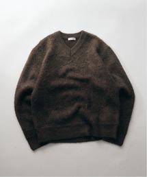 Shallow V-Neck Gradation Shaggy Knit / 浅Vネックグラデーションシャギーニット