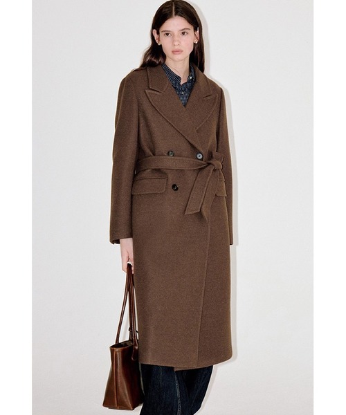 ウエストベルト付き ウール チェスターロングコート FD25W028【Fano
