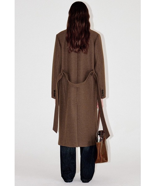 ウエストベルト付き ウール チェスターロングコート FD25W028【Fano