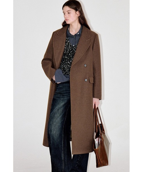 セール】ウエストベルト付き ウール チェスターロングコート FD25W028