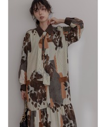 Eimee Law | カウ柄デニムコラージュptボウタイOP(ワンピース)