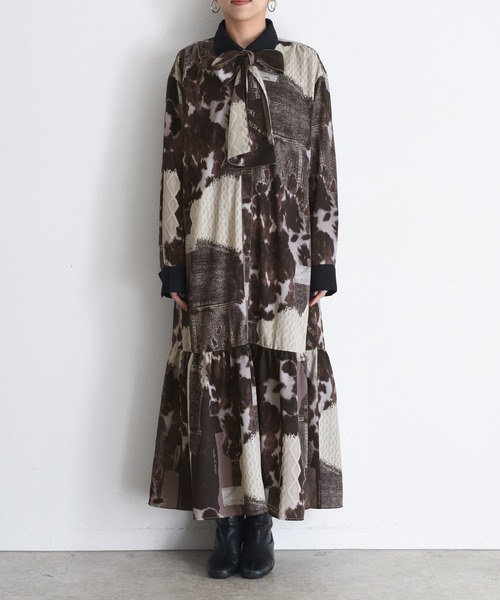 カウ柄デニムコラージュptボウタイOP Eimee Law│Eimee Law & LHELBIE