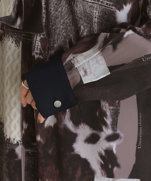 カウ柄デニムコラージュptボウタイOP（ワンピース）｜Eimee Law