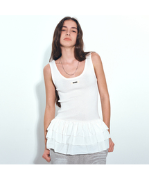 NICOLE MULTI FRILL SLEEVELESS TOP_IVORY