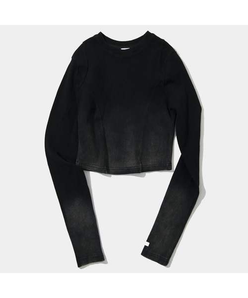 PLACE STUDIO（プレイススタジオ）の「ビンテージグラデーション切替スリム長袖ニットTシャツ _ 3COLOR（ニット/セーター・レディース・ダークブルー/グレー/ブルー・FREE）」の3枚目の写真