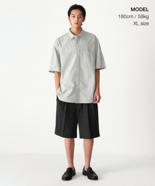 MUSINSA STANDARD（ムシンサスタンダード）の「リラックスドウォッシュドポプリン半袖シャツ[ダスティミント]（シャツ/ブラウス・メンズ・その他・SMALL/MEDIUM/LARGE/X-LARGE/XX-LARGE）」の2枚目の写真