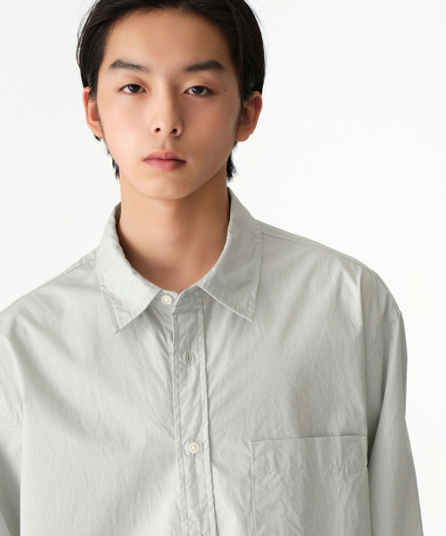 MUSINSA STANDARD（ムシンサスタンダード）の「リラックスドウォッシュドポプリン半袖シャツ[ダスティミント]（シャツ/ブラウス・メンズ・その他・SMALL/MEDIUM/LARGE/X-LARGE/XX-LARGE）」の4枚目の写真