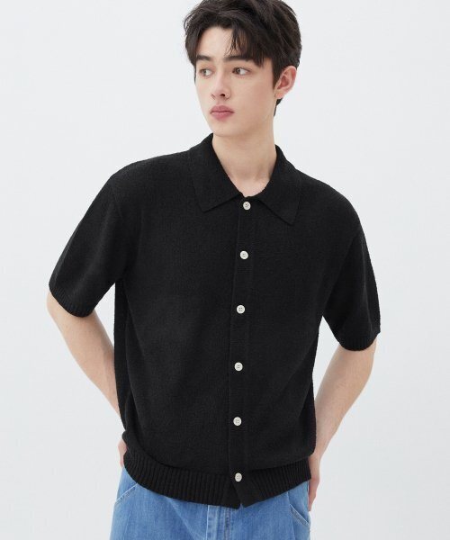 TRILLION(トリリオン)の「ウォッシャブルブックルカラー 半袖ニット(PURE BLACK)(Tシャツ/カットソー・レディース・その他・LARGE/X-LARGE/MEDIUM)」の2枚目の写真