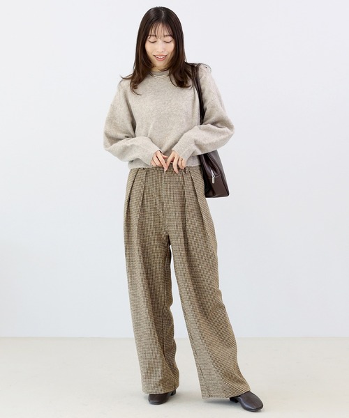 Aletta vita(アレッタビータ)の「ガンクラブチェックツータックワイドパンツ(その他パンツ・レディース・ブラウン/ブラック・M)」の9枚目の写真