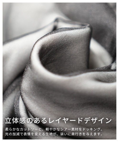Sawa a la mode(サワアラモード)の「オーガンジーレイヤードプルオーバー(シャツ/ブラウス・レディース・ブラック/ブラック×グレー・FREE)」の13枚目の写真