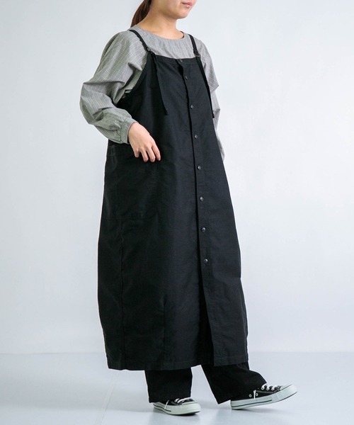 D.M.G.（ドミンゴ）の「[D.M.G / ディーエムジー] ムラバックサテン ワークサロペットスカート（サロペット/オーバーオール・レディース・ブラック/キナリ・FREE）」の15枚目の写真