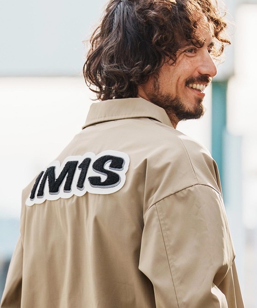 1minute 1second（ワンミニットワンセカンド）の「mj11280-coach jacket with 1M1S chenille embroidered patch コーチジャケット (1M26H180)（ブルゾン・メンズ・ブラック/ベージュ/ネイビー・M/L/XL）」の2枚目の写真
