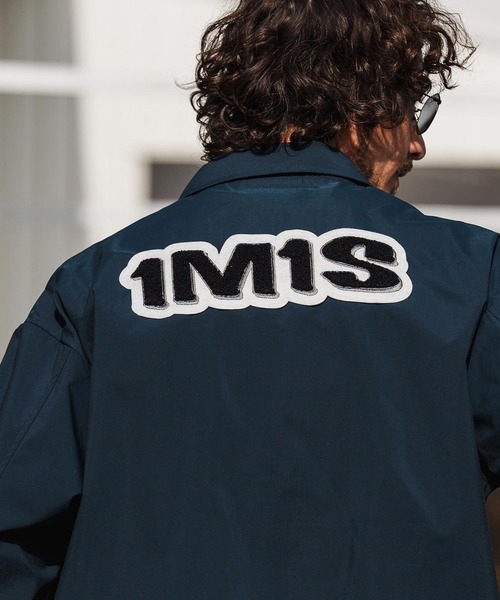 1minute 1second（ワンミニットワンセカンド）の「mj11280-coach jacket with 1M1S chenille embroidered patch コーチジャケット (1M26H180)（ブルゾン・メンズ・ブラック/ベージュ/ネイビー・M/L/XL）」の9枚目の写真