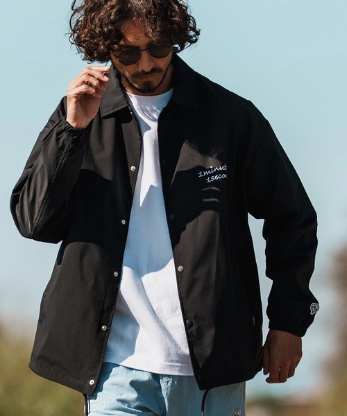 1minute 1second（ワンミニットワンセカンド）の「mj11280-coach jacket with 1M1S chenille embroidered patch コーチジャケット (1M26H180)（ブルゾン・メンズ・ブラック/ベージュ/ネイビー・M/L/XL）」の14枚目の写真
