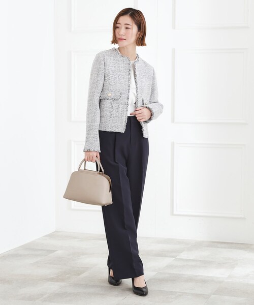 grove（グローブ）の「【ハレの日にもデイリーにも】バーハンドルラウンド2WAYトート（ハンドバッグ・レディース・ブラック/イエロー系その他/ライトグレー/ピンク・00）」の6枚目の写真