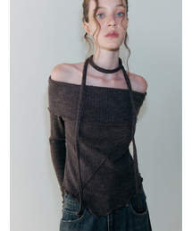 Tie Off Shoulder T-Shirt, Brown