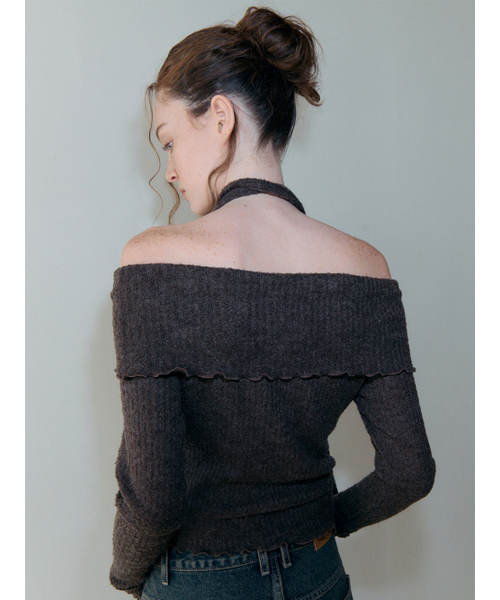 ETMON（エトモン）の「Tie Off Shoulder T-Shirt, Brown（Tシャツ/カットソー・レディース・その他・F）」の5枚目の写真