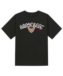 KTB0163 レタリングスフィンクスキャット半袖Tシャツ - ブラック