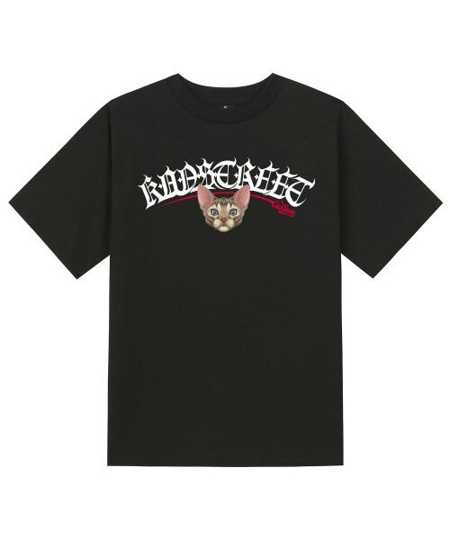 KAN6312(カン6312)の「KTB0163 レタリングスフィンクスキャット半袖Tシャツ - ブラック(Tシャツ/カットソー・メンズ・その他・MEDIUM/LARGE/X-LARGE/SMALL)」の1枚目の写真