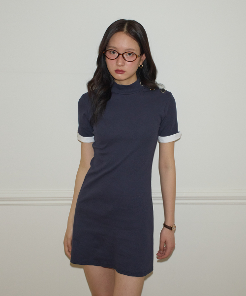 SALON DE YOHN(サロンドヨーン)の「Button Point Short Sleeve Mini Dress_ Navy(ワンピース・レディース・その他・SMALL/MEDIUM)」の2枚目の写真
