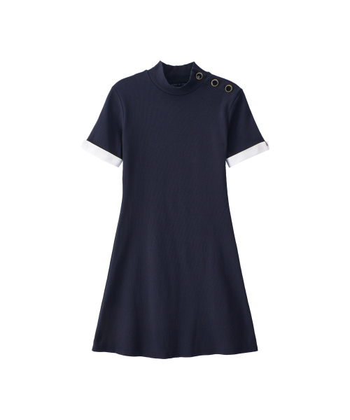SALON DE YOHN(サロンドヨーン)の「Button Point Short Sleeve Mini Dress_ Navy(ワンピース・レディース・その他・SMALL/MEDIUM)」の4枚目の写真