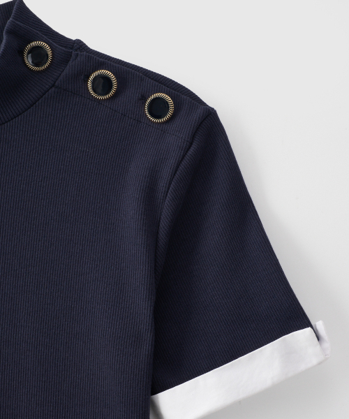 SALON DE YOHN(サロンドヨーン)の「Button Point Short Sleeve Mini Dress_ Navy(ワンピース・レディース・その他・SMALL/MEDIUM)」の5枚目の写真