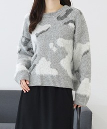 ニュアンス柄シャギーニットプルオーバー