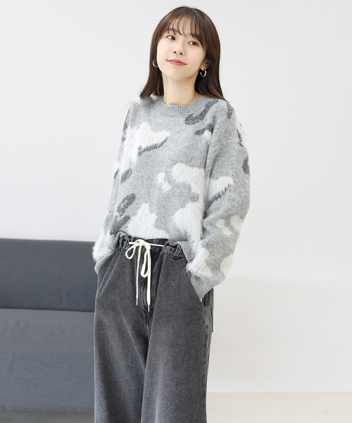 Aletta vita（アレッタビータ）の「ニュアンス柄シャギーニットプルオーバー（ニット/セーター・レディース・ベージュ/グレー・FREE）」の17枚目の写真