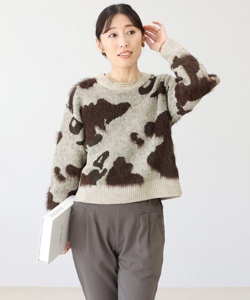 Aletta vita（アレッタビータ）の「ニュアンス柄シャギーニットプルオーバー（ニット/セーター・レディース・ベージュ/グレー・FREE）」の3枚目の写真