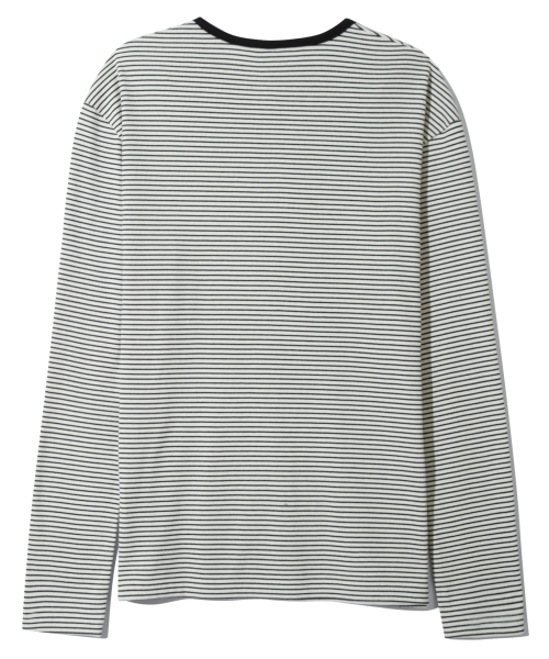 BASEMOMENT（ベースモーメント）の「ストライプヘンリーネックリブTシャツアイボリー（Tシャツ/カットソー・メンズ・その他・MEDIUM/LARGE）」の3枚目の写真