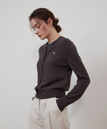 SOFT COTTON BASIC ROUND CARDIGAN_WARM CHARCOAL