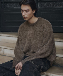 ANOLORCODE（アノローコード）の「ヘアリーミックスニット（ブラウン）（ニット/セーター）」