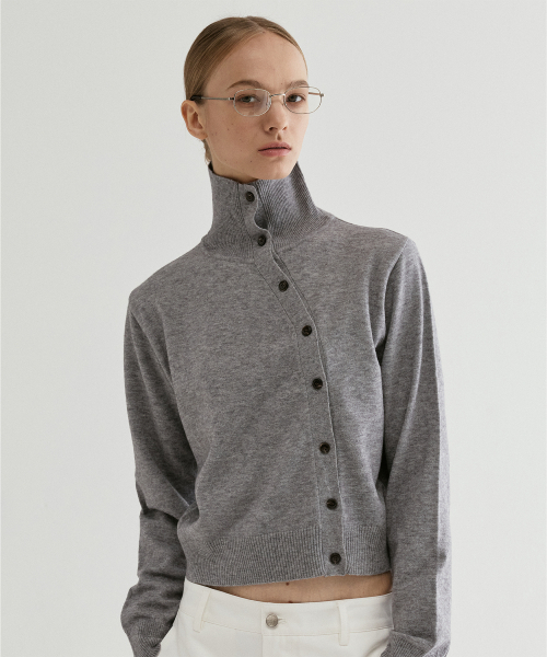 Wool Turtleneck Cardigan Gray（カーディガン/ボレロ）｜FROMWHERE