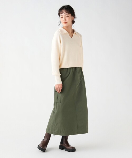 BEAMS HEART（ビームスハート）の「ガーター ポロ ニット（ニット/セーター・レディース・ホワイト系その他5/ブラック/グリーン・FREE）」の5枚目の写真