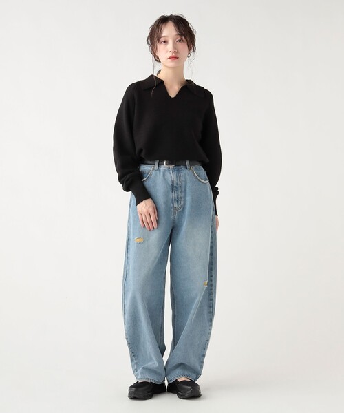 BEAMS HEART（ビームスハート）の「ガーター ポロ ニット（ニット/セーター・レディース・ホワイト系その他5/ブラック/グリーン・FREE）」の8枚目の写真