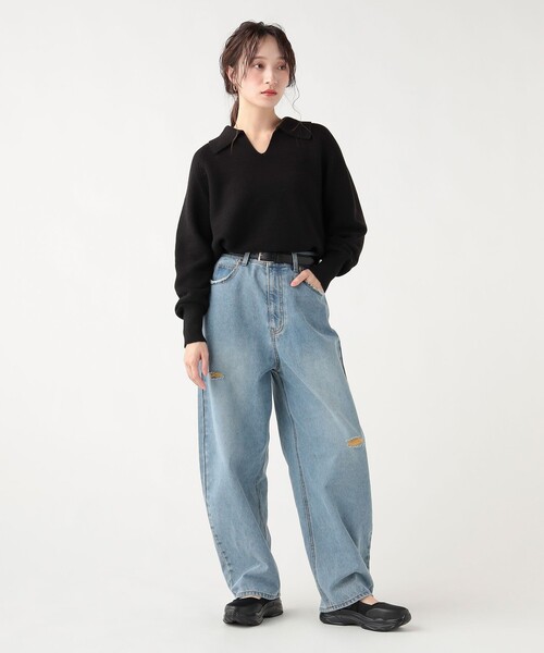 BEAMS HEART（ビームスハート）の「ガーター ポロ ニット（ニット/セーター・レディース・ホワイト系その他5/ブラック/グリーン・FREE）」の9枚目の写真