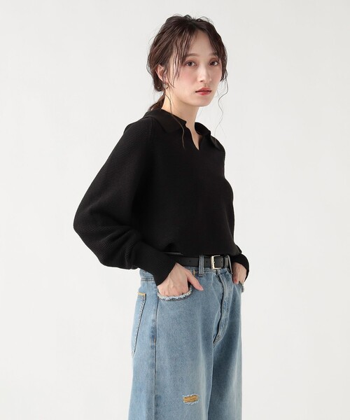 BEAMS HEART（ビームスハート）の「ガーター ポロ ニット（ニット/セーター・レディース・ホワイト系その他5/ブラック/グリーン・FREE）」の10枚目の写真