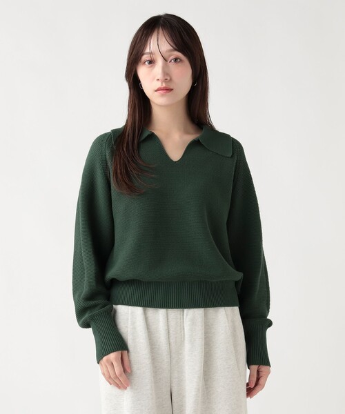 BEAMS HEART（ビームスハート）の「ガーター ポロ ニット（ニット/セーター・レディース・ホワイト系その他5/ブラック/グリーン・FREE）」の14枚目の写真