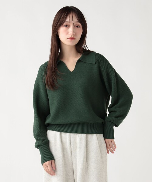 BEAMS HEART（ビームスハート）の「ガーター ポロ ニット（ニット/セーター・レディース・ホワイト系その他5/ブラック/グリーン・FREE）」の15枚目の写真