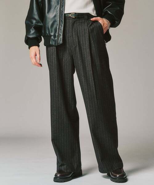 417 EDIFICE（フォーワンセブンエディフィス）の「追加【WOOSTEDLIKE】ワイドイージースラックス（スラックス・メンズ・ブラック/チャコールグレー/ブラック系その他/ブラウン・SMALL/LARGE/MEDIUM）」の2枚目の写真