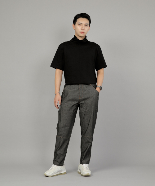 SAINTCREW(セントクルー)の「テーパードカットクロップハーフバンドパンツ TCH-326 グレーブラックデニム BRS(デニムパンツ・メンズ・その他・MEDIUM/LARGE/X-LARGE)」の4枚目の写真