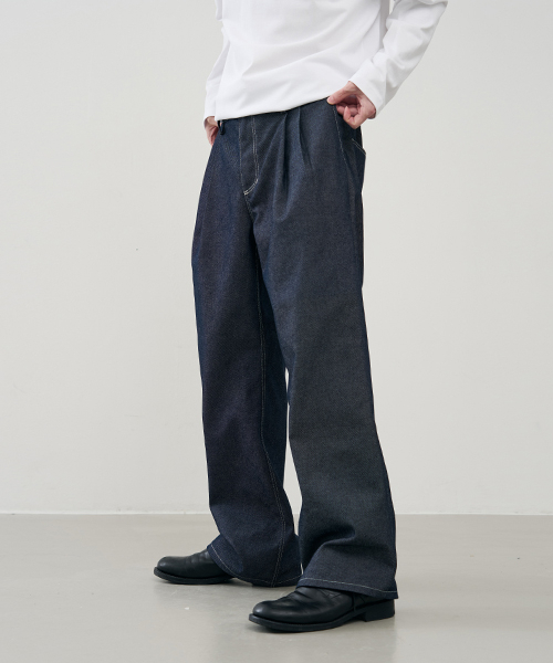 ARRAYED（アレイド）の「[ノンフェード] ストレートワイドツーピンタックバンディングデニムパンツ [BLACK]（デニムパンツ・メンズ・その他・MEDIUM/LARGE/X-LARGE）」の3枚目の写真