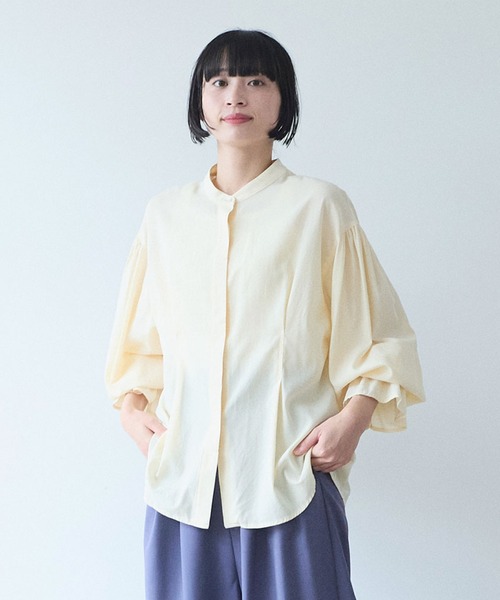 yuni（ユニ　）の「●cotton gather sleeves ブラウス（シャツ/ブラウス・レディース・イエロー/サックスブルー/ブラック・FREE）」の3枚目の写真